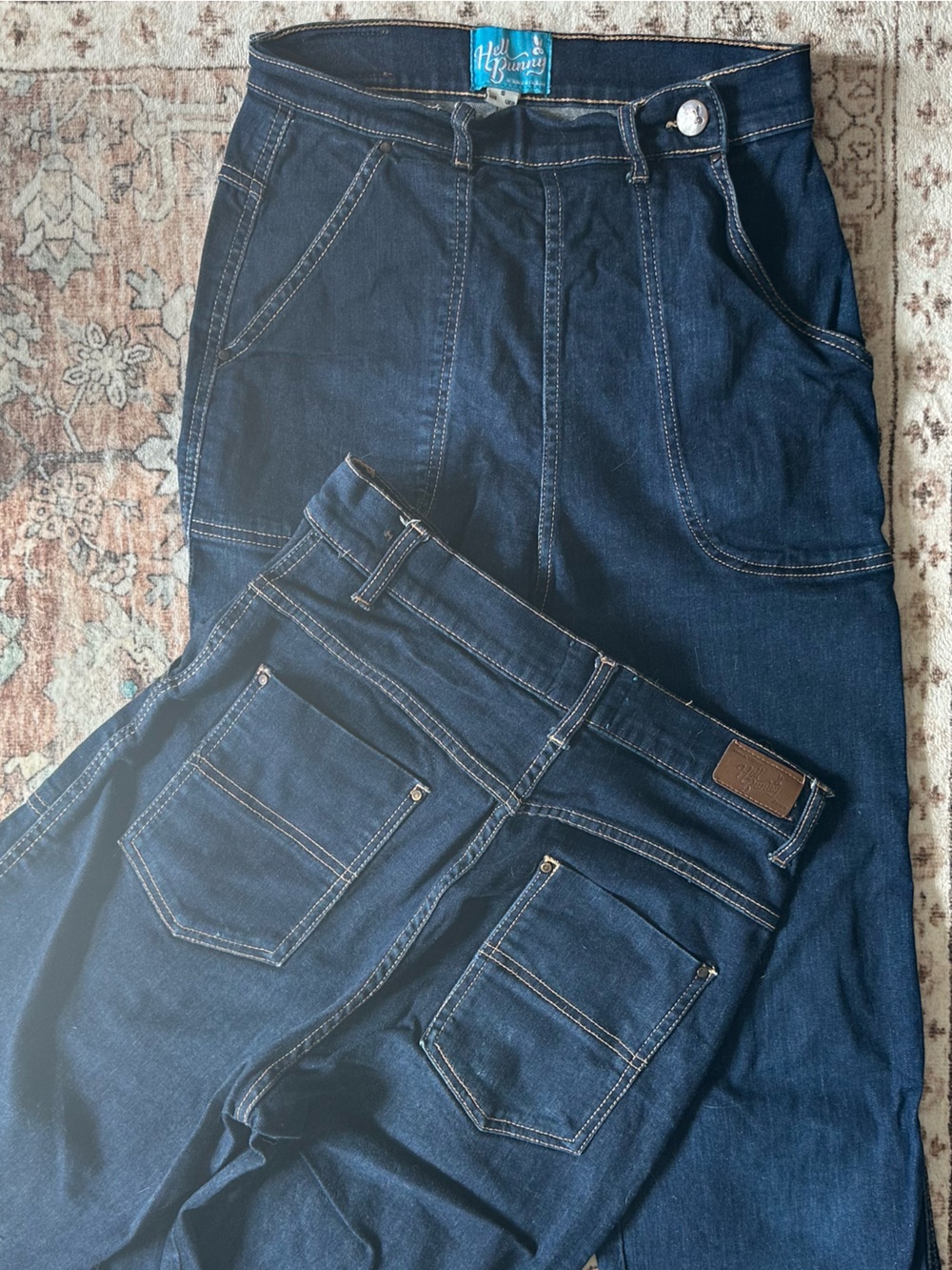 Hell Bunny Dark Blue Straight Women’s Jeans high waisted 50s style pinup